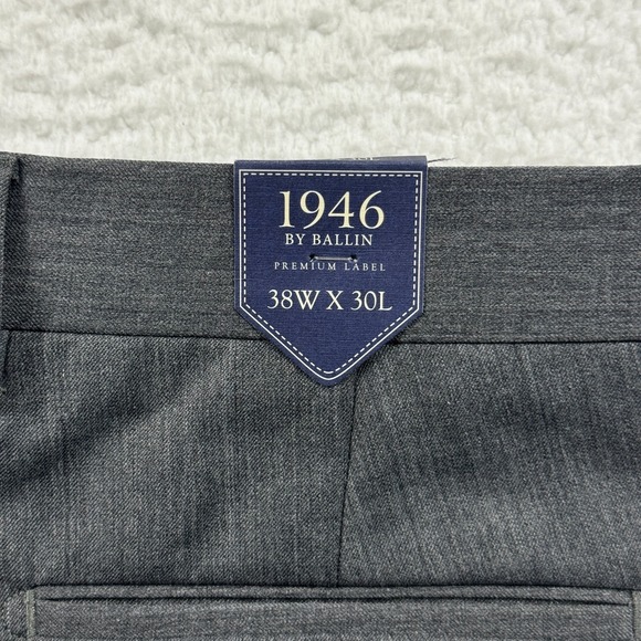 Ballin Pants Mens 38x30 Gray Dress Office Slacks Pleated Front Cuffed Hem - Picture 14 of 16